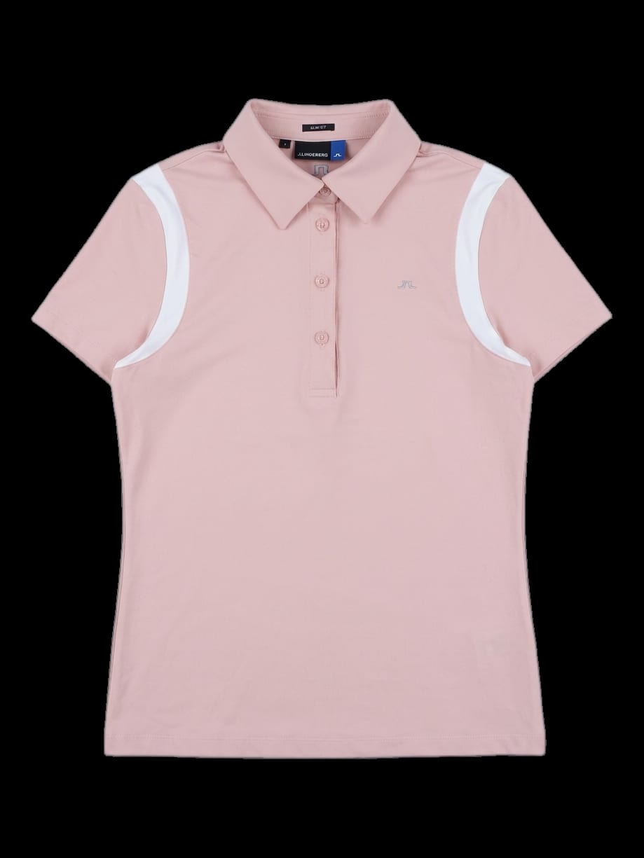 핑크 컬러블록 반팔 카라티