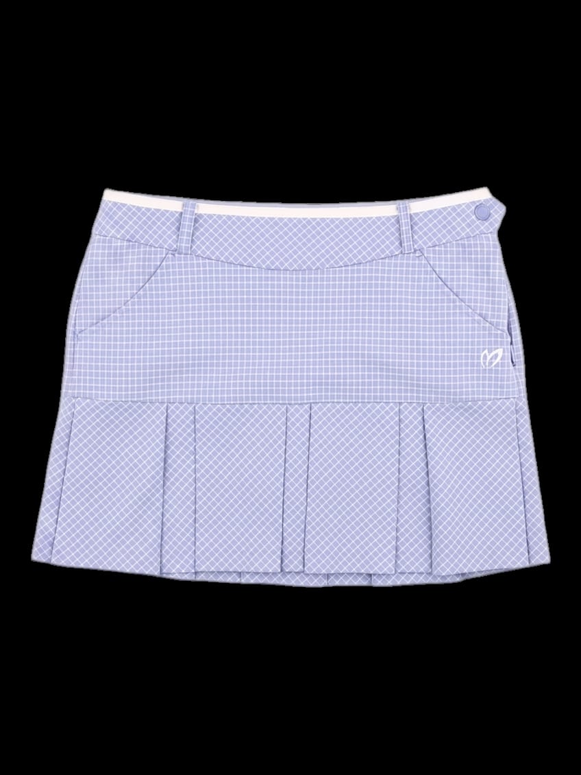 블루 체크 플리츠 큐롯 스커트