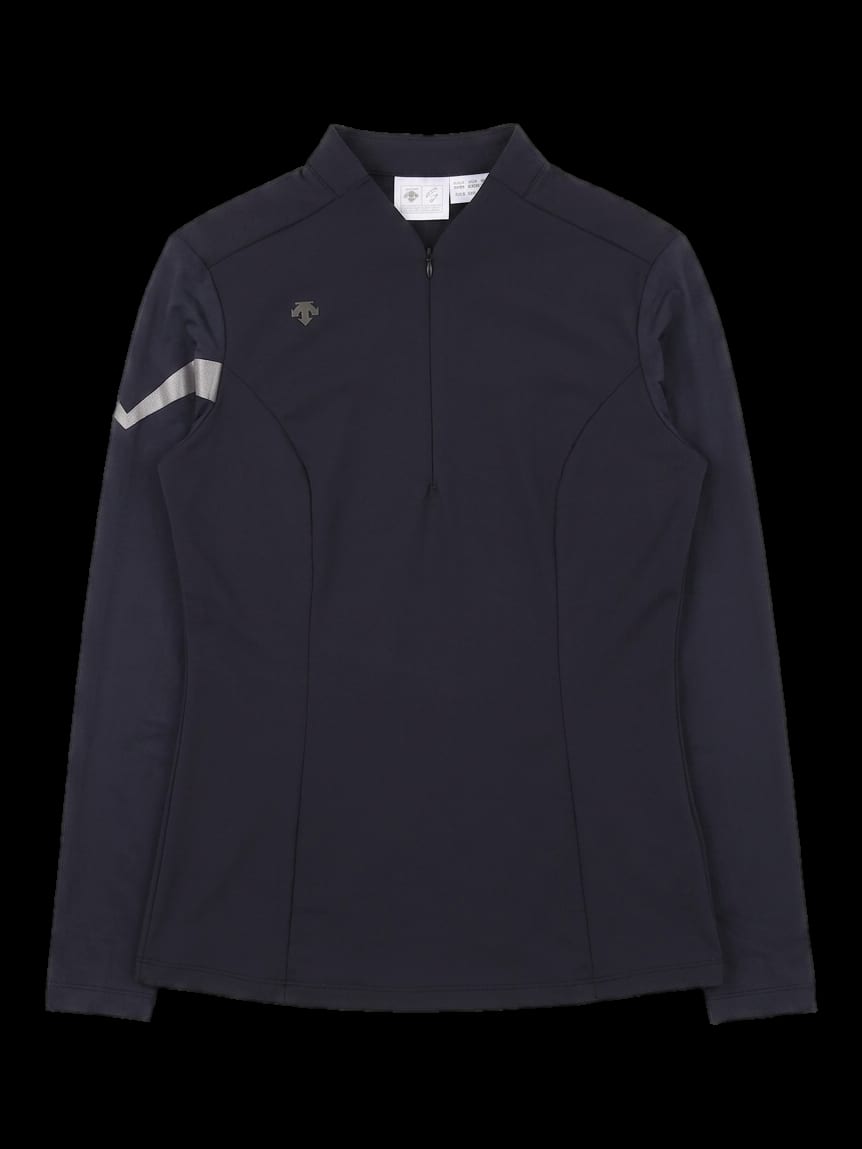 블랙 슬림핏 하프 지퍼 긴팔 티셔츠