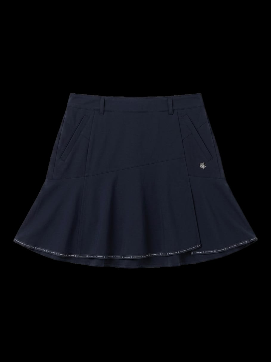 블랙 A라인 플레어 미니 스커트