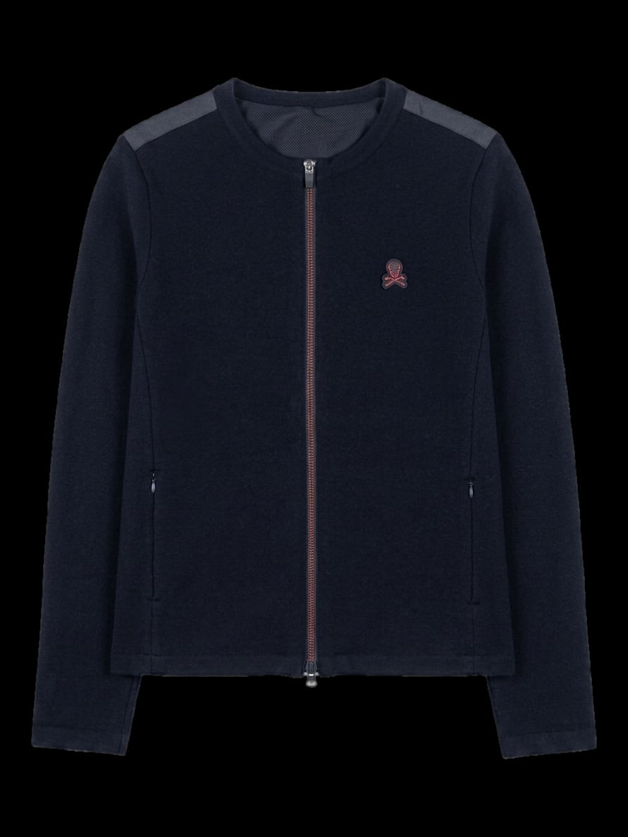 블랙 카모 배색 집업 노카라 자켓