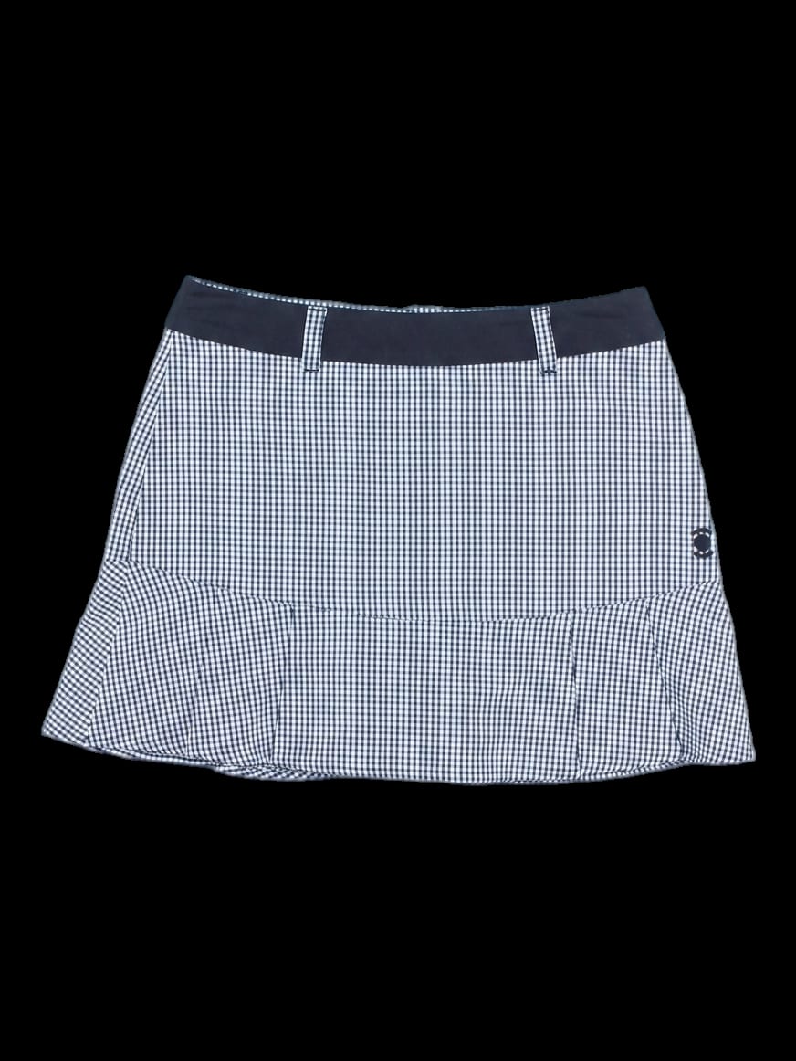 블랙 체크 패턴 플레어 큐롯 스커트
