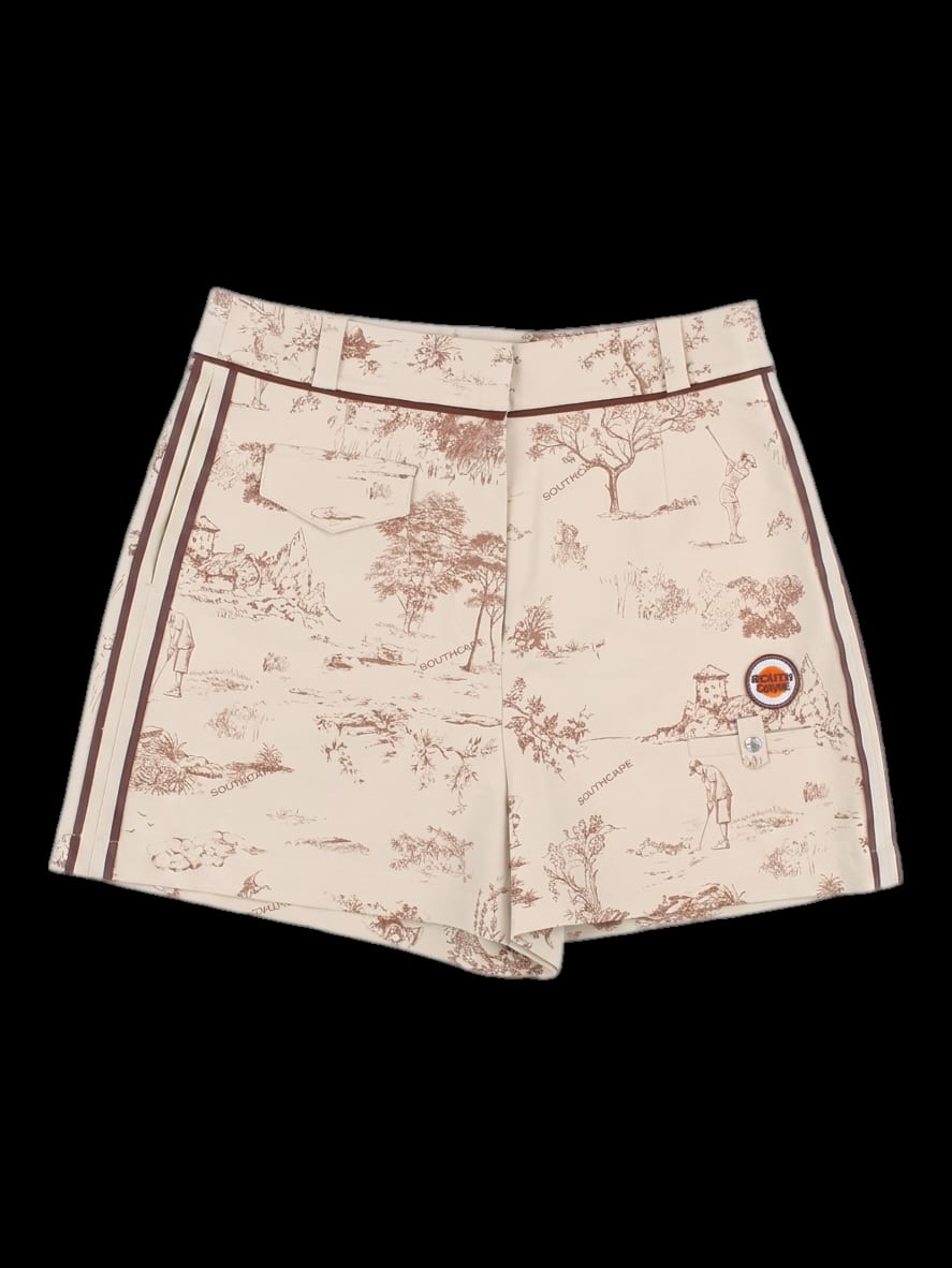베이지 랜드스케이프 프린트 숏팬츠