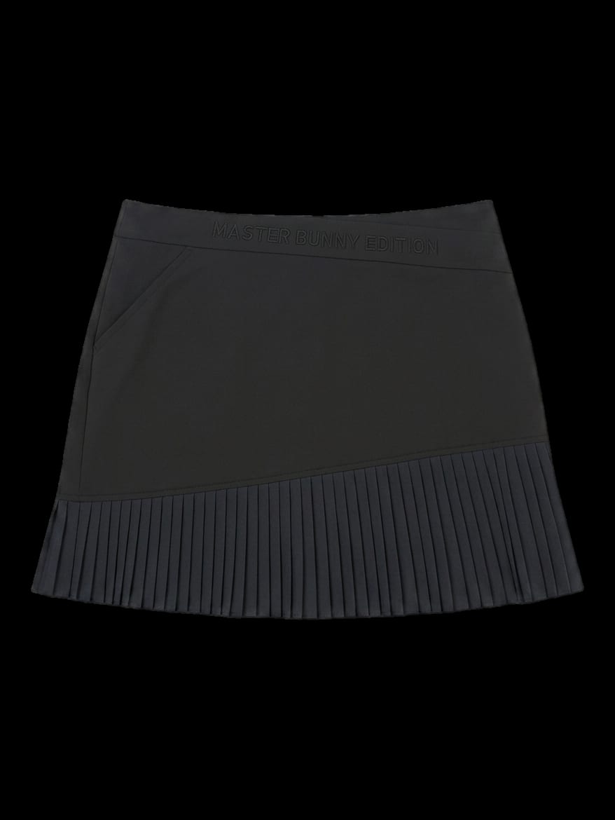 블랙 플리츠 믹스 미니 스커트