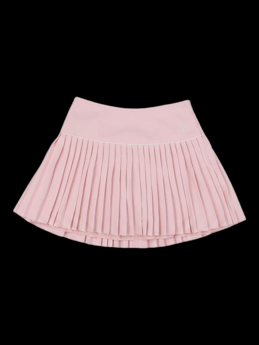 핑크 솔리드 플리츠 스커트