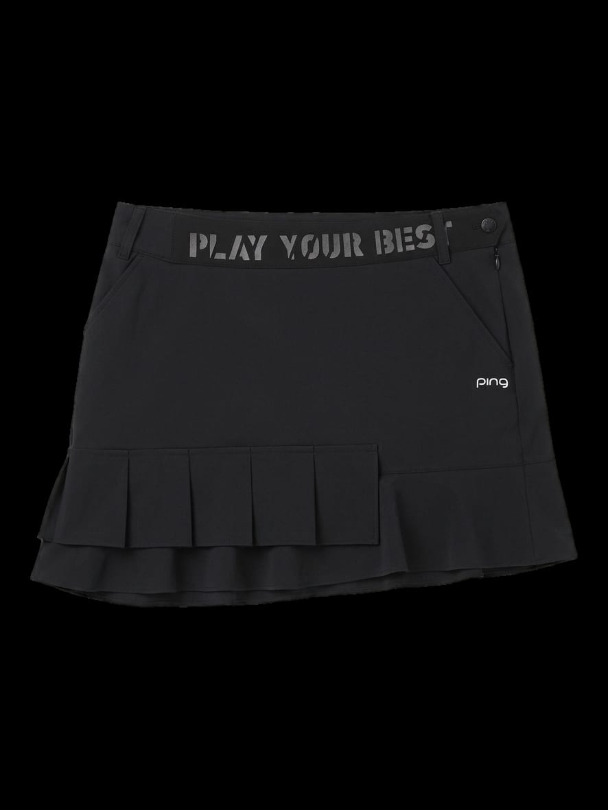 블랙 로고 아싱 플리츠 프릴 스커트