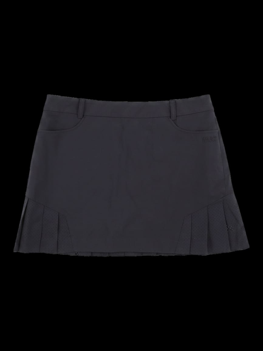 블랙 펀칭 플리츠 믹스 스커트