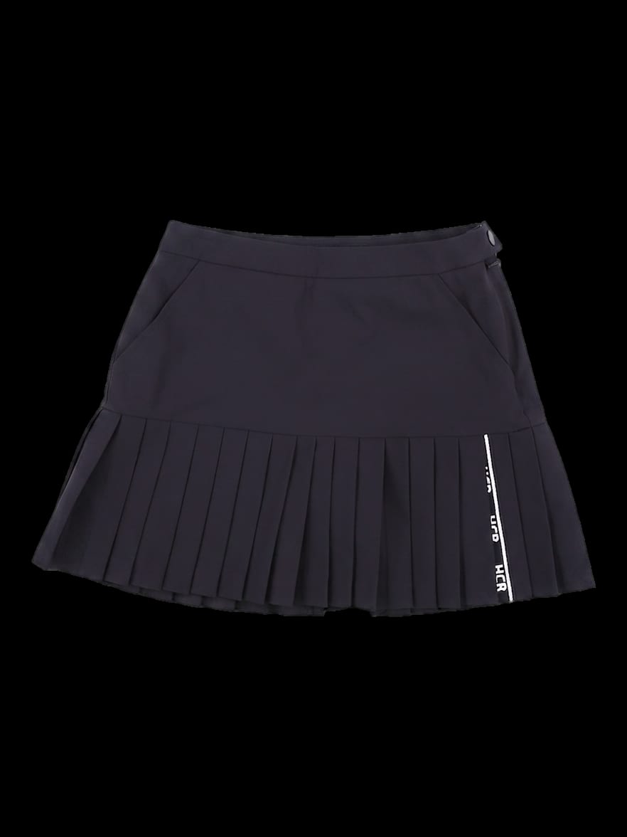 블랙 하단 플리츠 미니 스커트