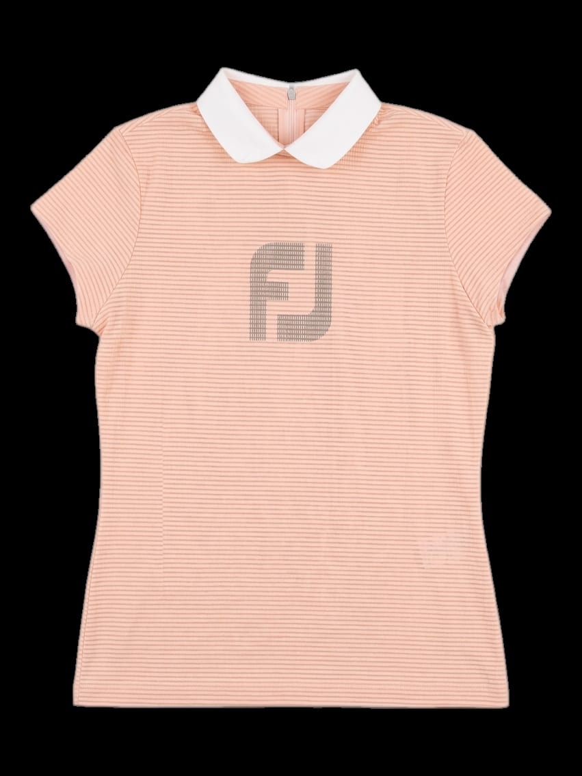 코랄 스트라이프 카라 반팔 티셔츠