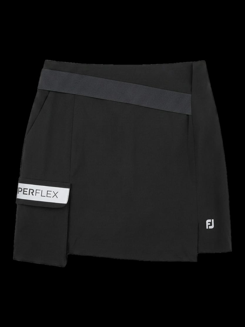블랙 퍼플렉스 테이프 디테일 스커트