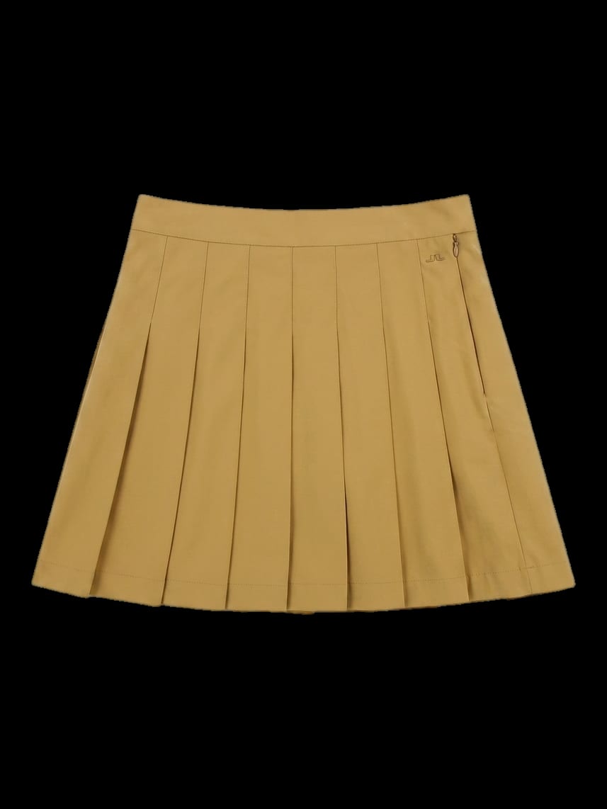 머스타드 플리츠 미니 스커트