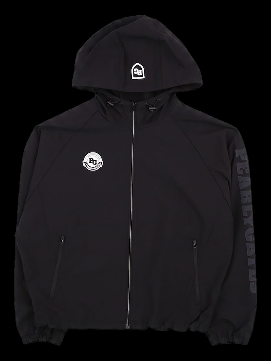 블랙 로고 프린트 후드 바람막이 점퍼
