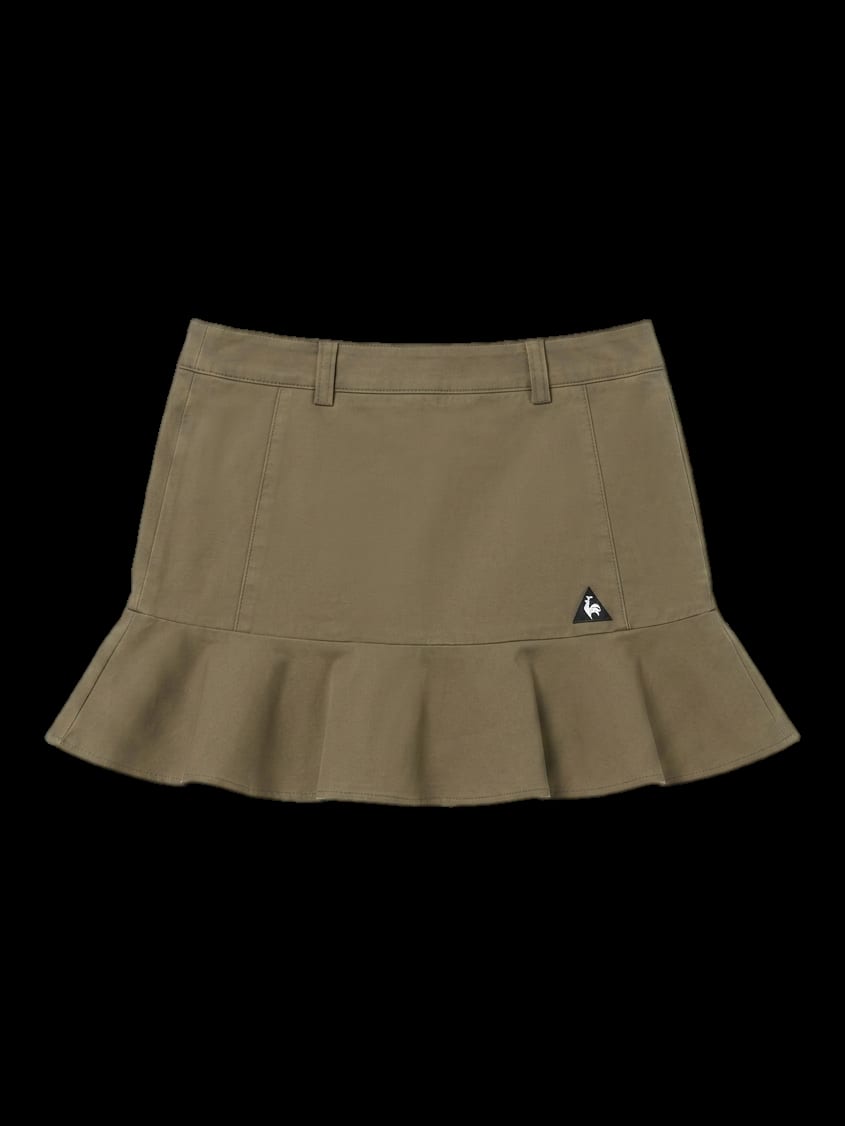 카키 프릴 헴 미니 스커트