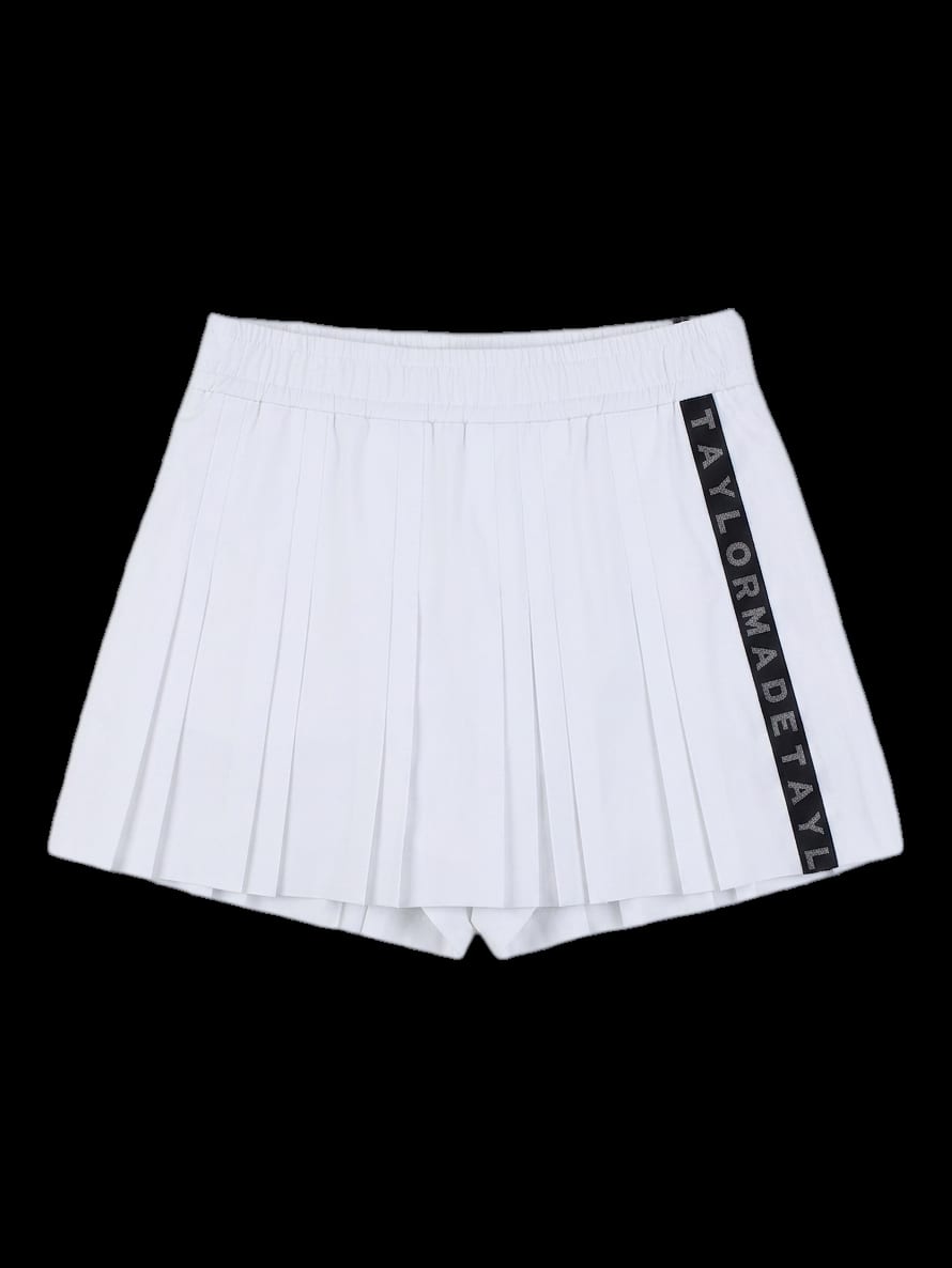 화이트 플리츠 큐로트 팬츠
