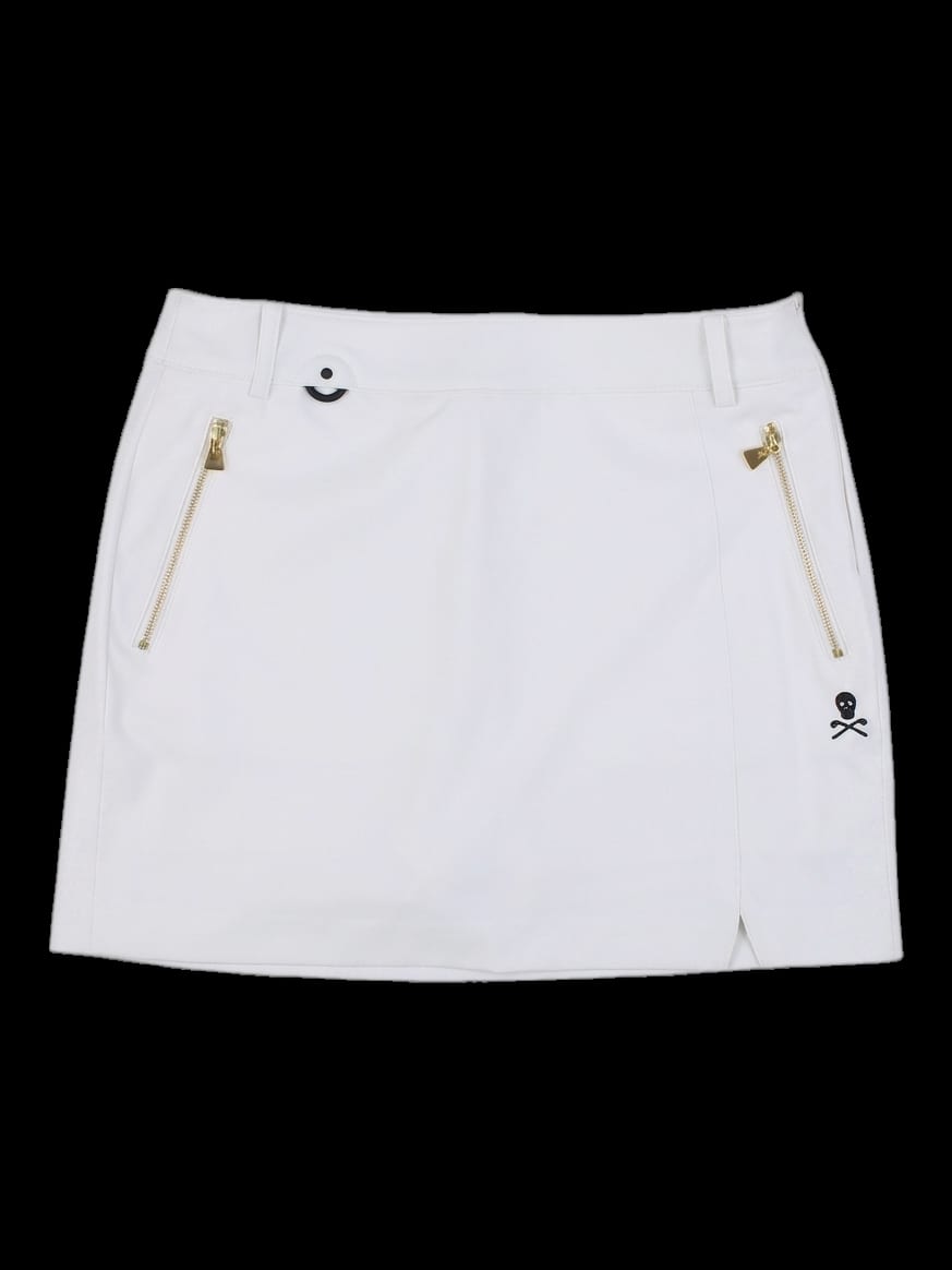 화이트 골드 지퍼 포인트 스커트