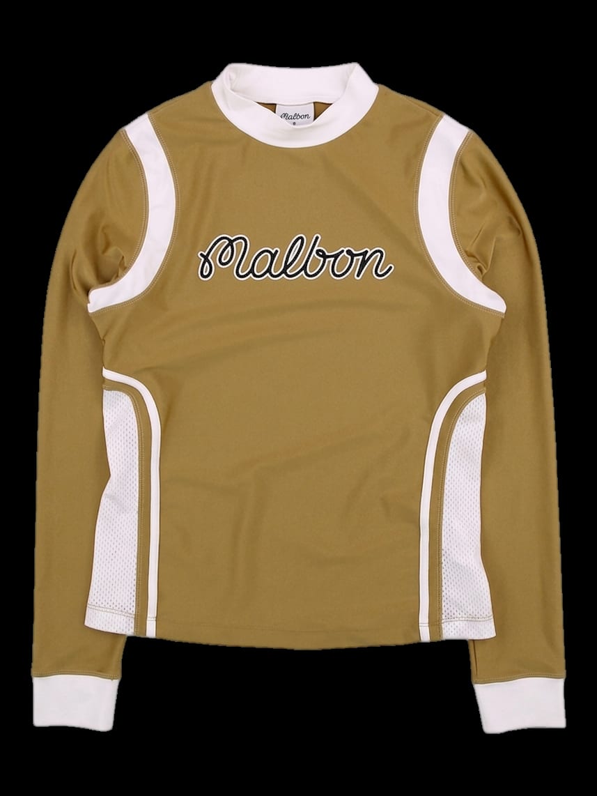 머스타드 화이트 배색 긴팔 티셔츠