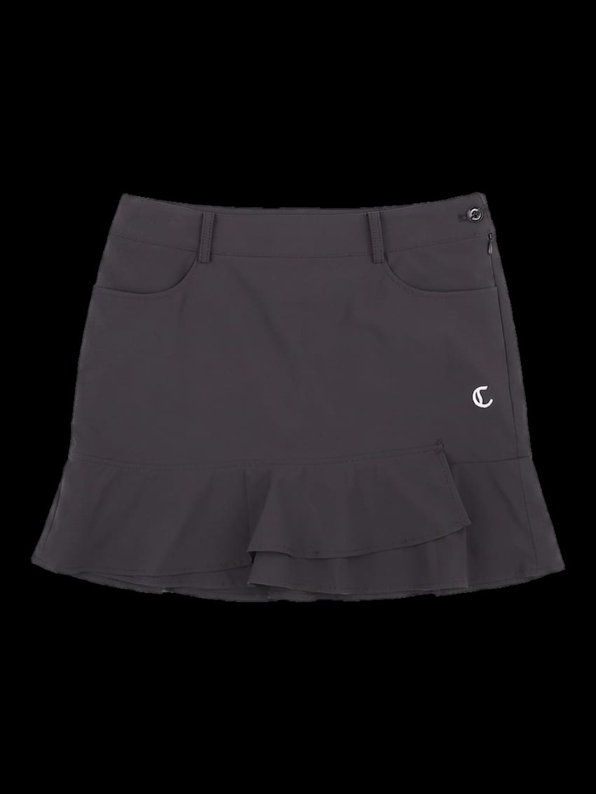 블랙 밑단 플레어 큐롯 스커트