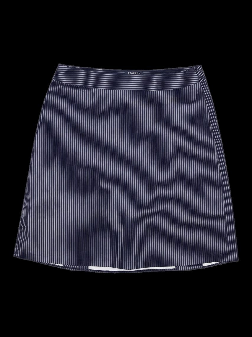 네이비 세로 스트라이프 A라인 큐롯 스커트