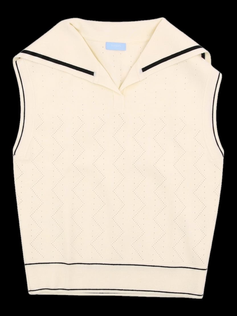 아이보리 세일러 칼라 니트 베스트