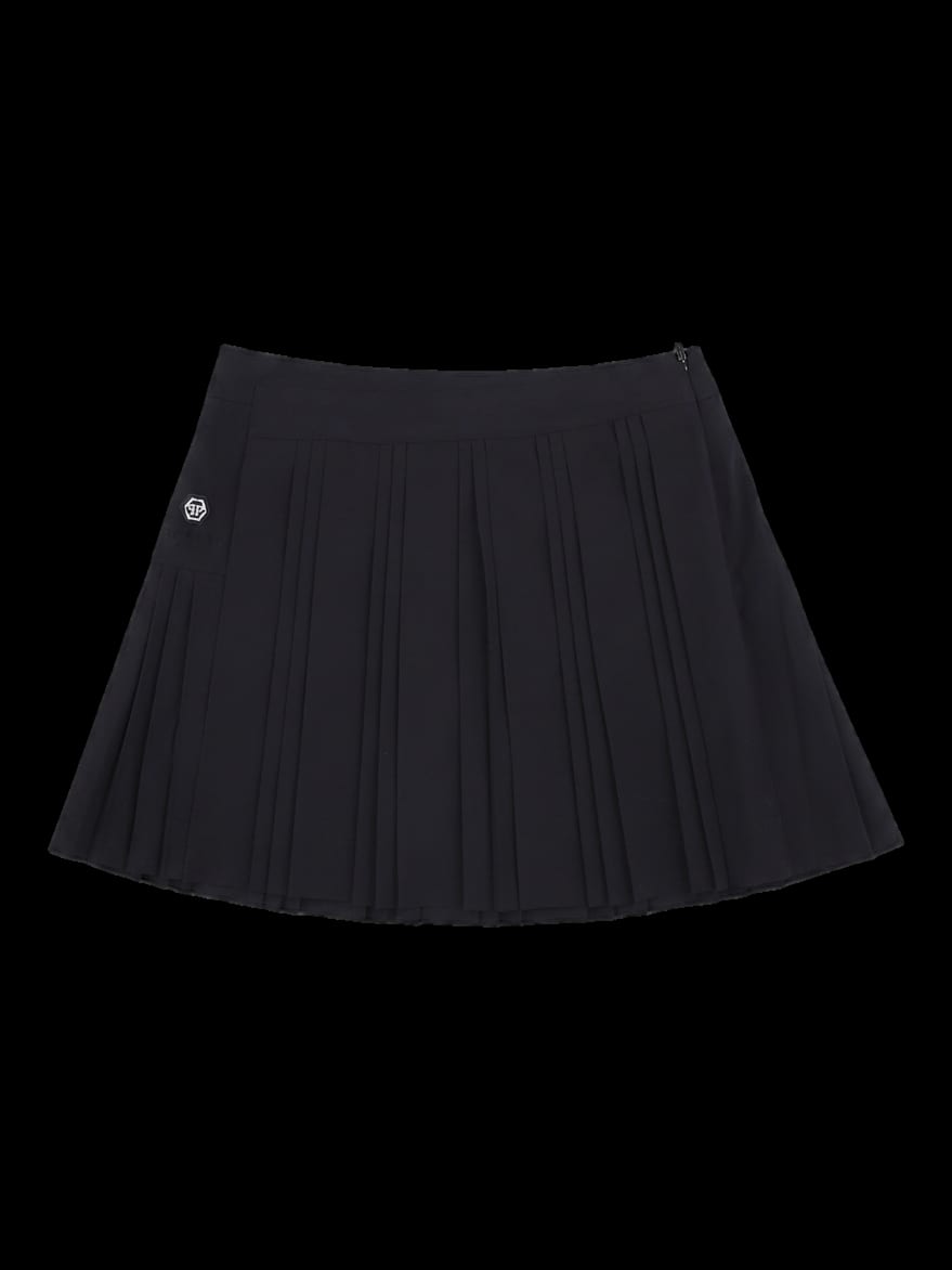 블랙 플리츠 미니 스커트