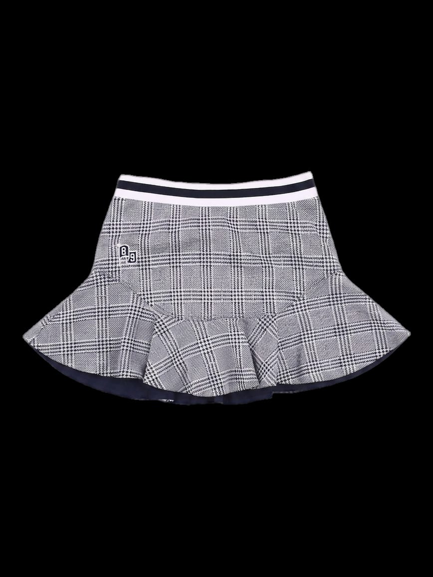 그레이 체크 플레어 미니 스커트