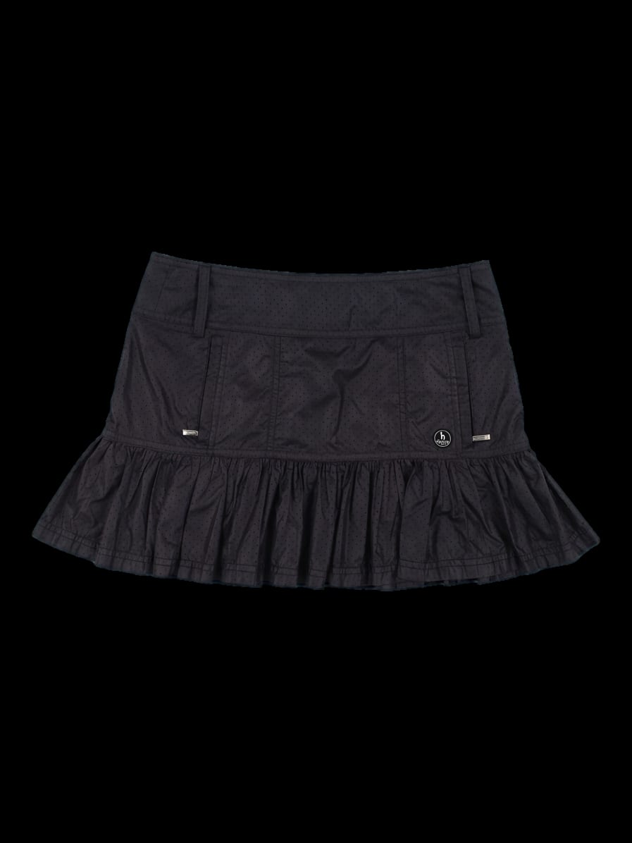 블랙 펀칭 레이저 컷팅 플리츠 큐롯 스커트