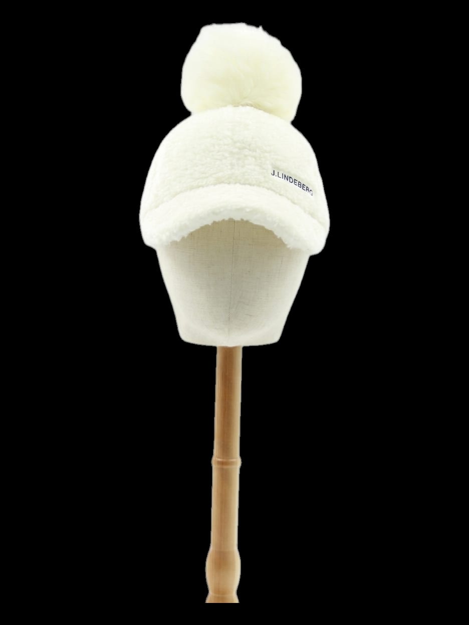 아이보리 플리스 방울 캡 모자