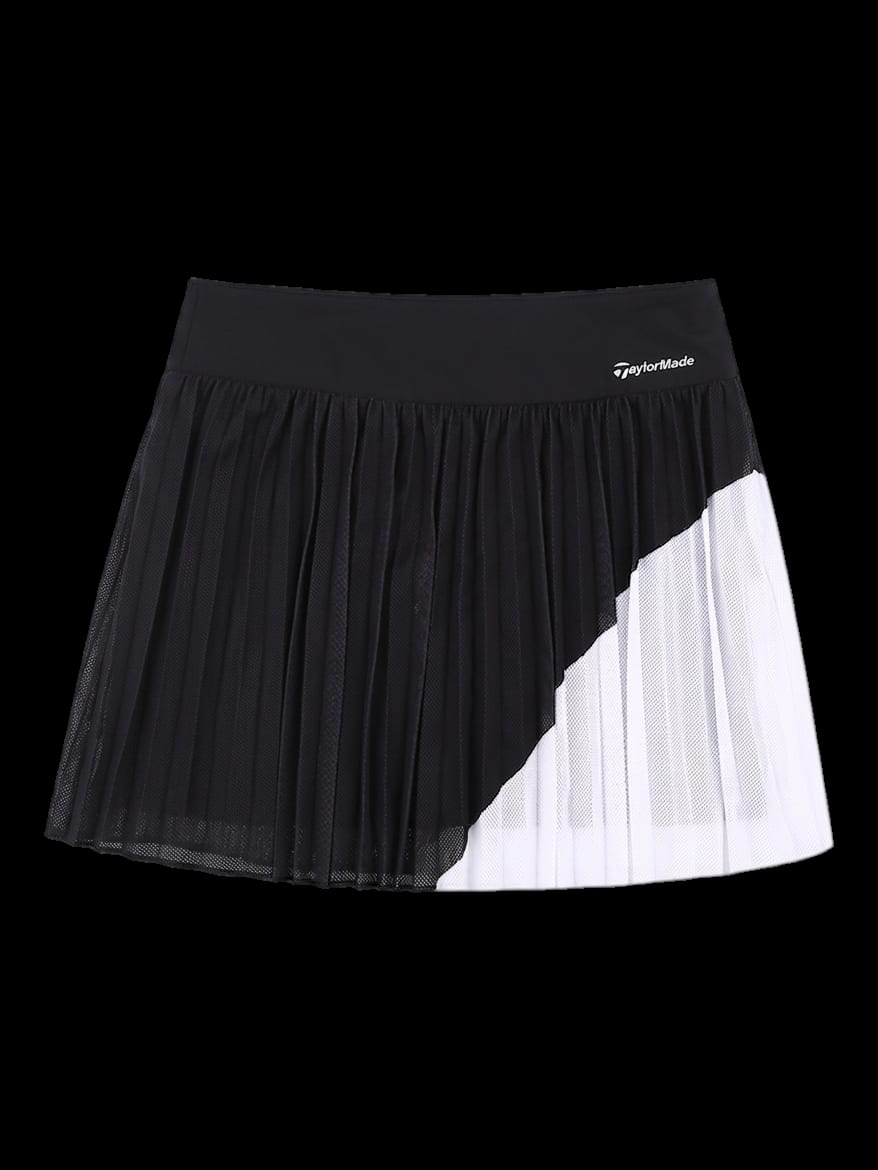 블랙/화이트 블록 플리츠 큐롯 스커트