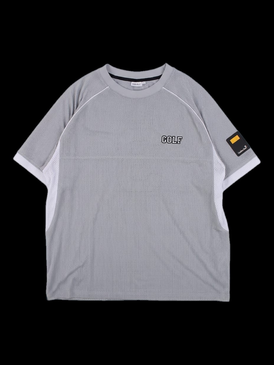 Grey Mesh "GOLF" Short Sleeve T-Shirt with Back Graphic