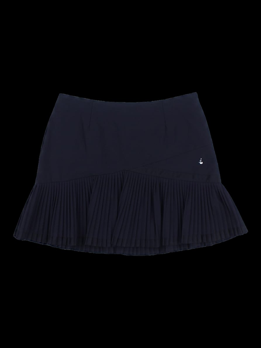 블랙 하단 플리츠 미니 스커트