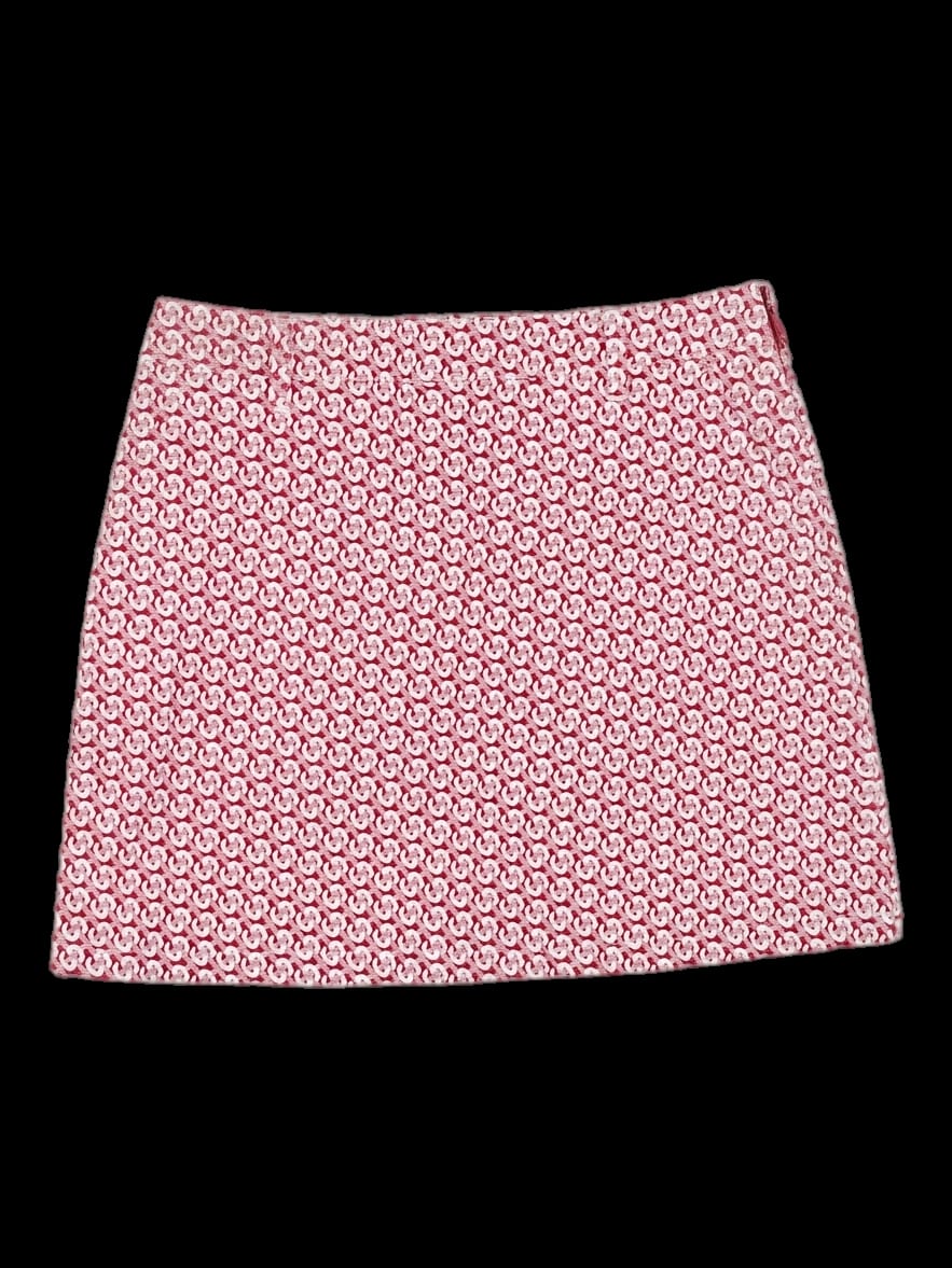 레드 올오버 패턴 미니 스커트