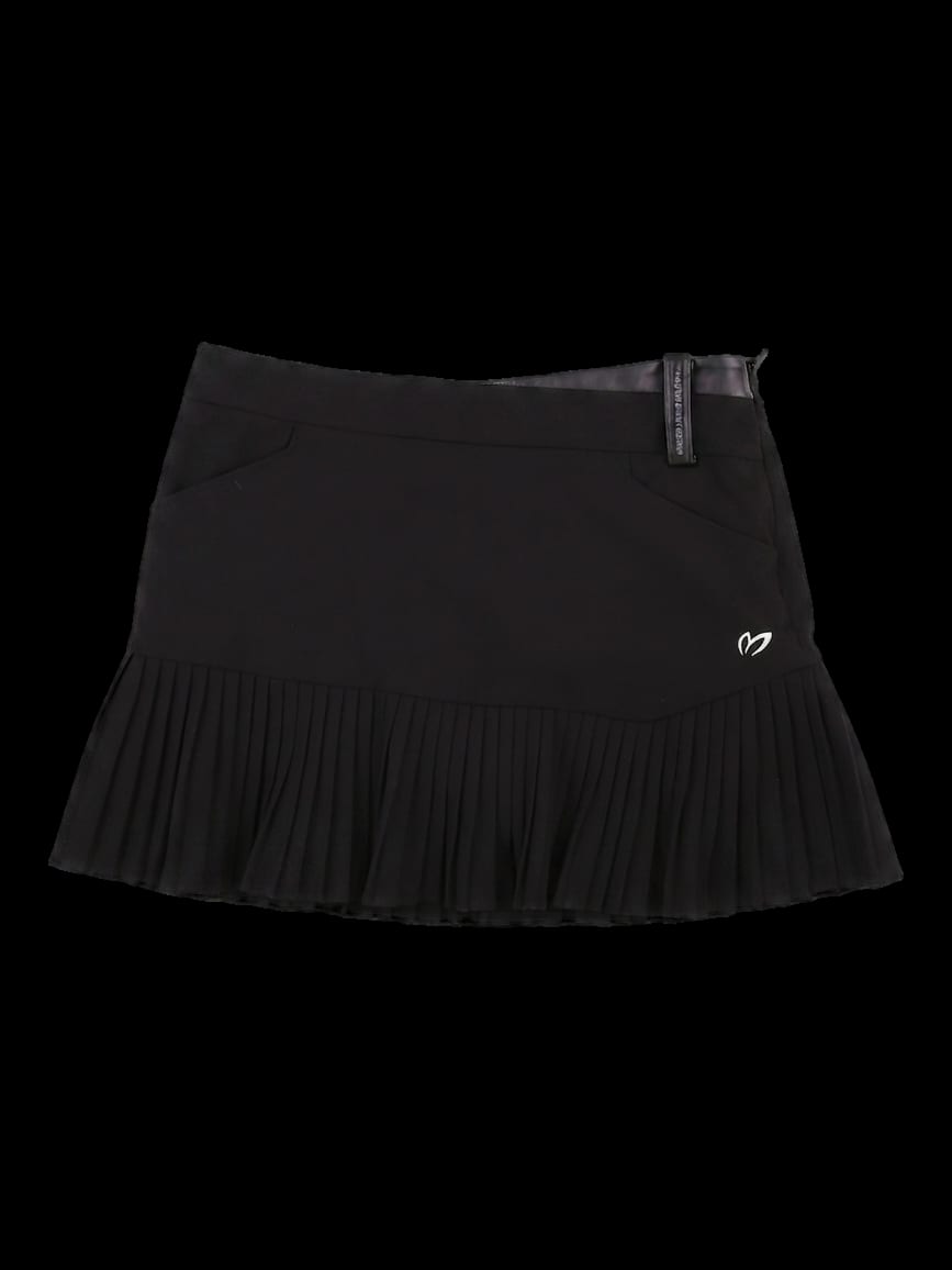 블랙 플리츠 믹스 미니 스커트
