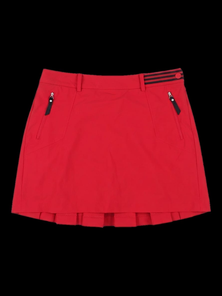 레드 솔리드 플리츠 큐롯 스커트