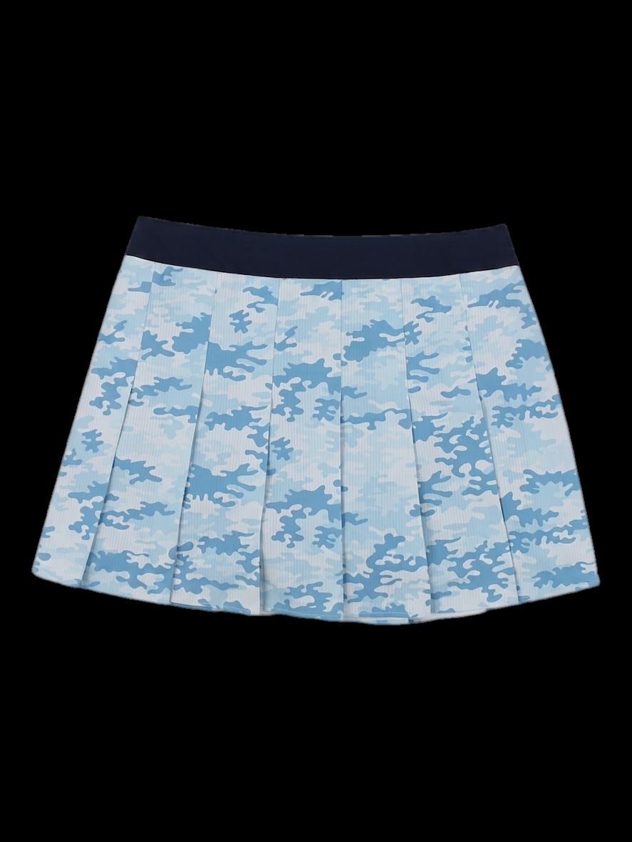 블루 카모플라쥬 플리츠 미니 스커트