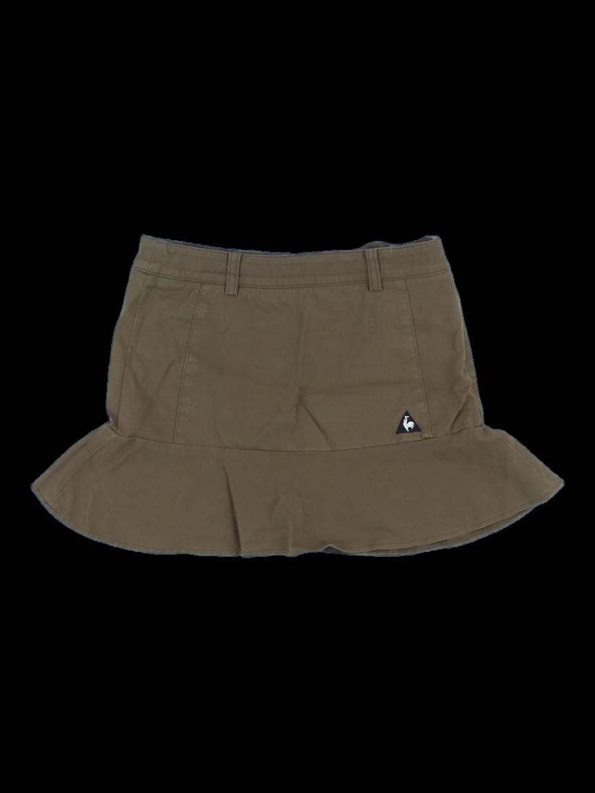 카키 프릴 헴 미니 스커트