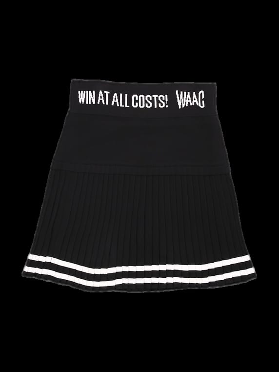 WAAC 블랙 레터링 플리츠 스커트