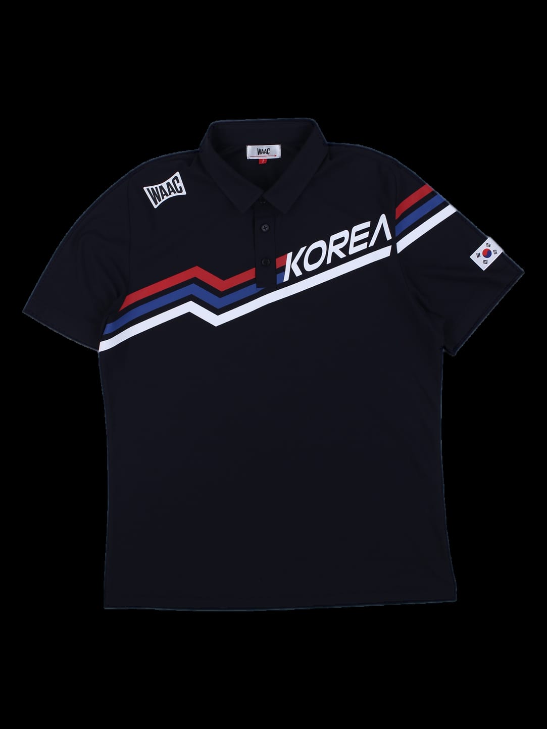 블랙 코리아 로고 배색 반팔 카라티셔츠