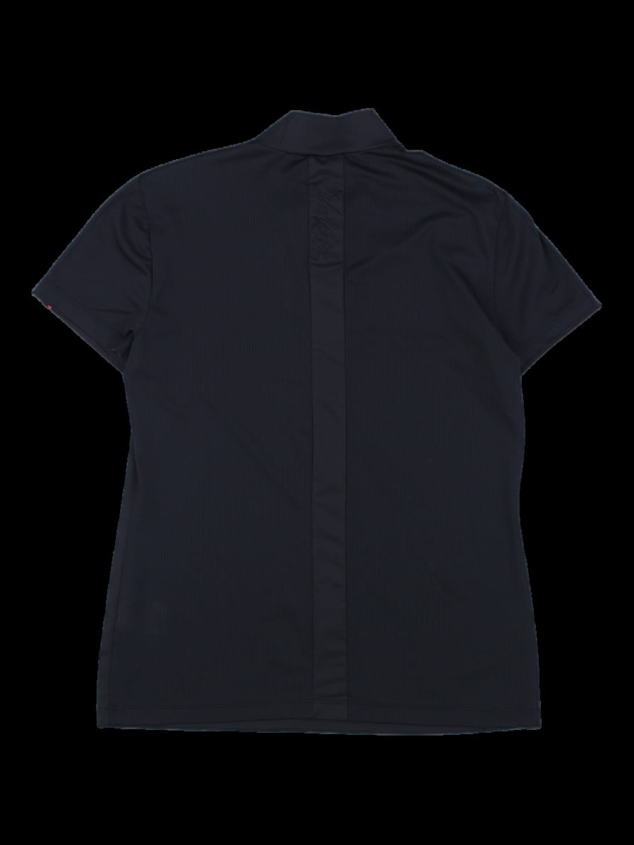 블랙 배색 포인트 하이넥 반팔 티셔츠
