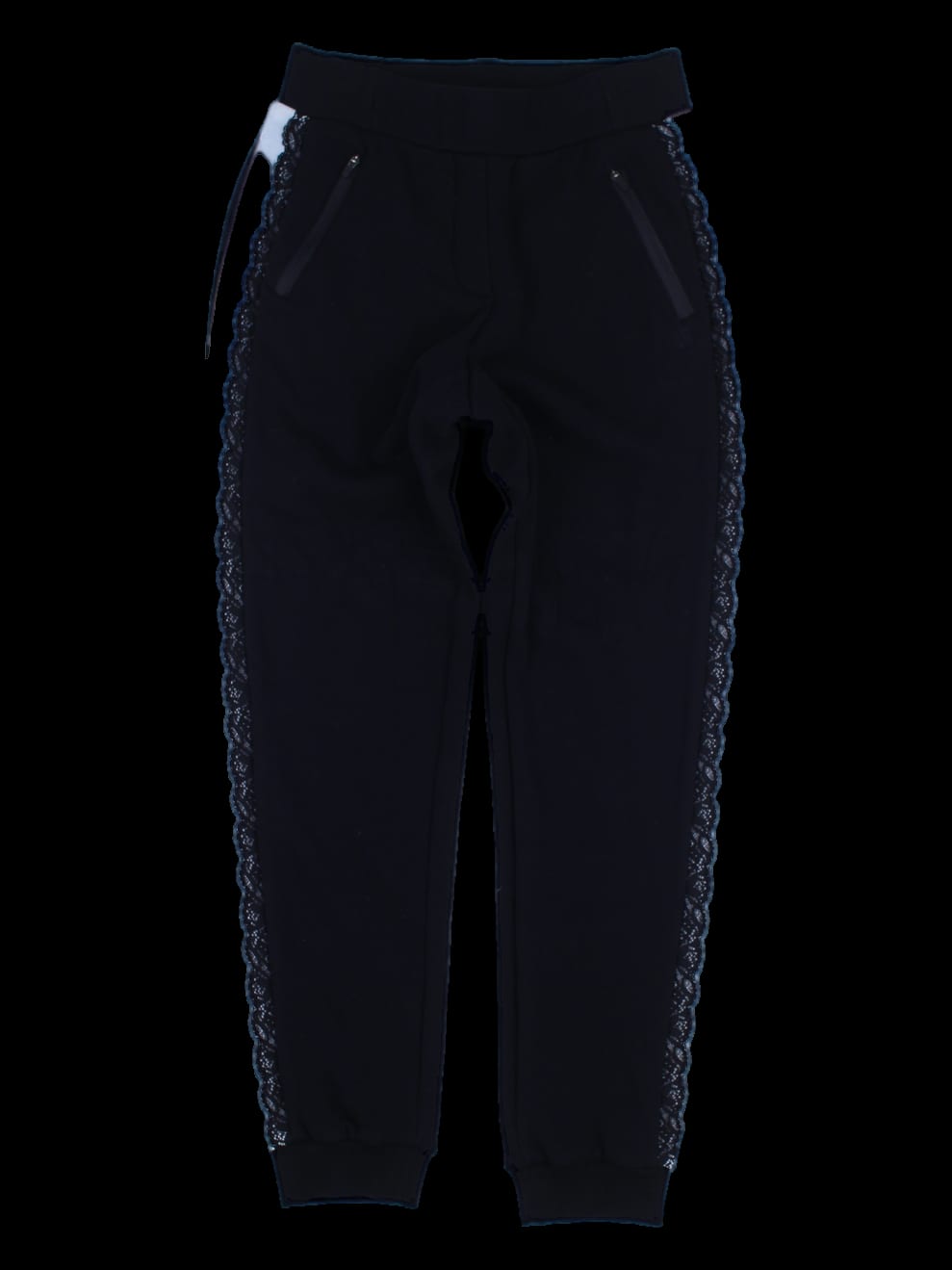 블랙 사이드 레이스 조거 팬츠