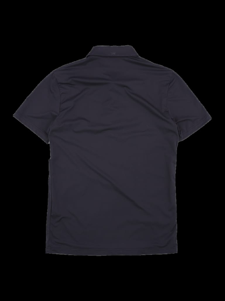 블랙 사선 배색 반팔 카라 티셔츠