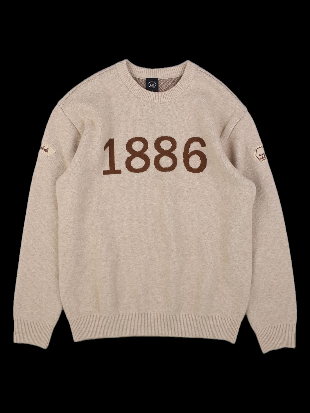 베이지 1886 그래픽 긴팔 니트