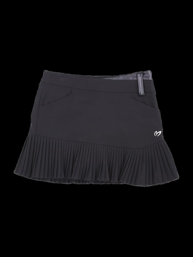 블랙 밑단 플리츠 미니 스커트