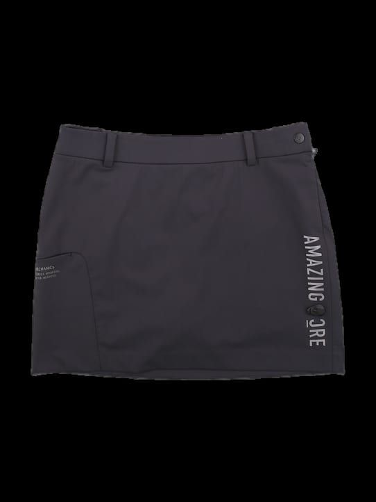 블랙 로고 프린트 A라인 스커트