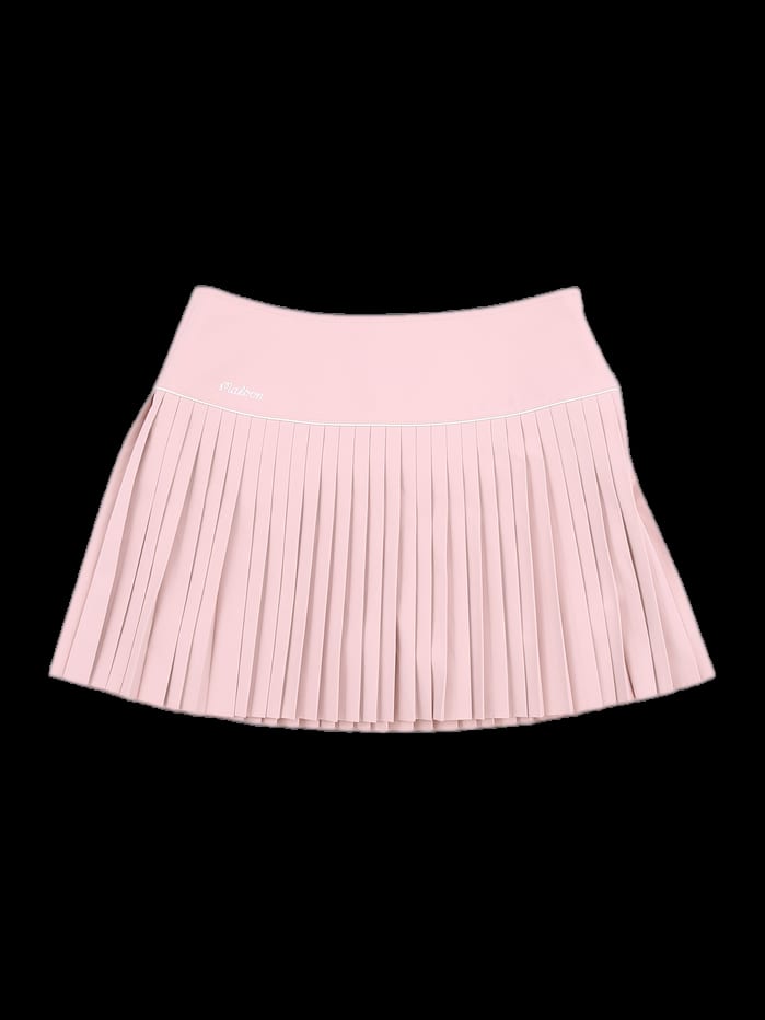 핑크 솔리드 플리츠 스커트