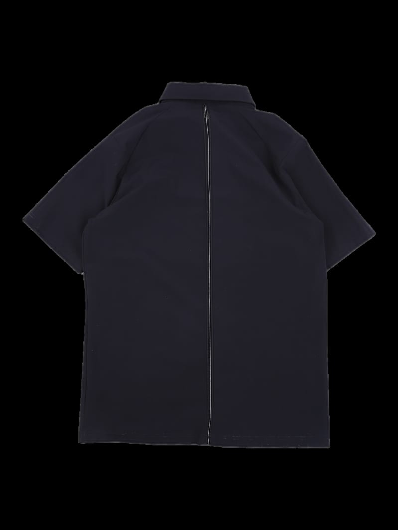 블랙 삼선 배색 반팔 카라티