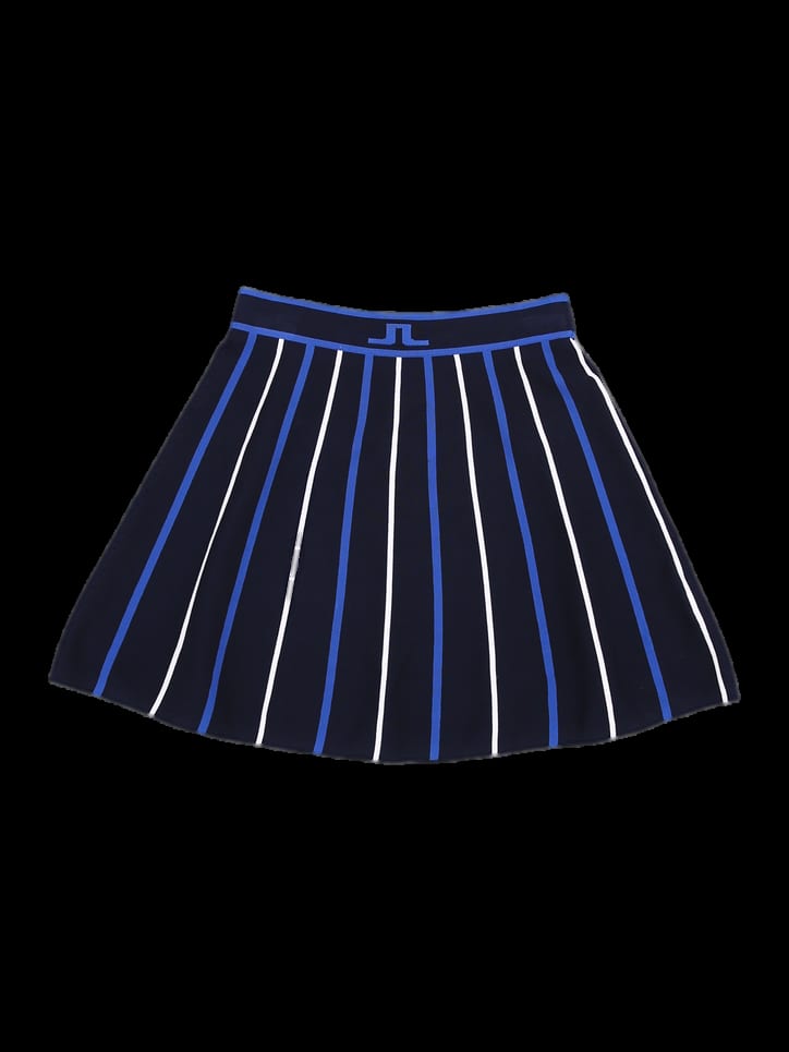 네이비 멀티 스트라이프 플리츠 스커트