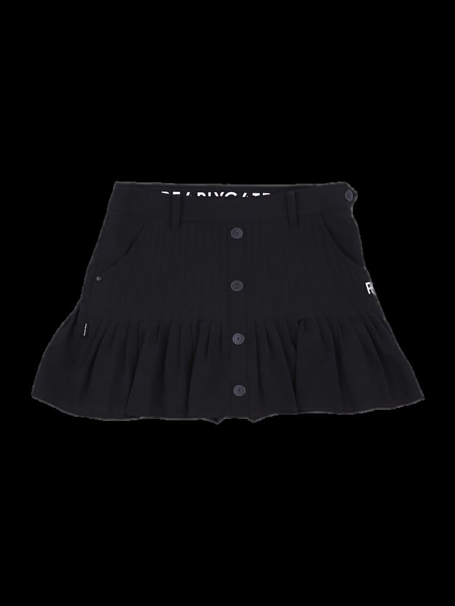 블랙 버튼 포인트 플리츠 미니 스커트