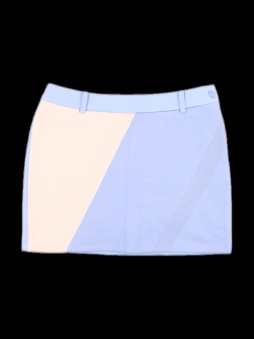 블루 옐로우 블록 스커트