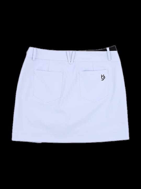 화이트 로고 테이핑 미니 스커트