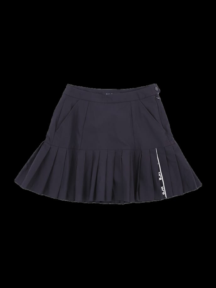 블랙 사이드 지퍼 플리츠 큐롯 스커트